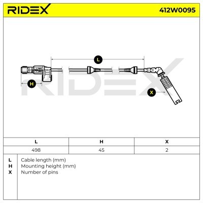ABS Sensor RIDEX 412W0095 412W0095 - foto 2