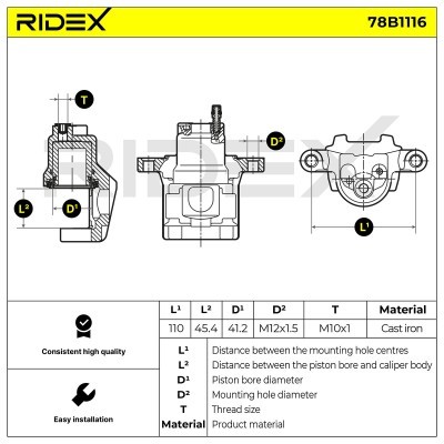 Bremssattel RIDEX 78B1116 78B1116 - foto 6