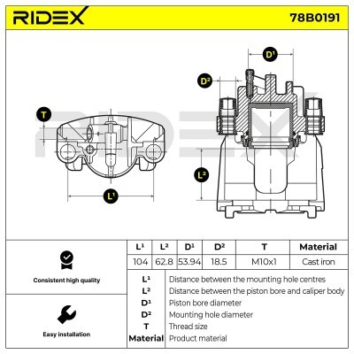 Bremssattel RIDEX 78B0191 78B0191 - foto 4