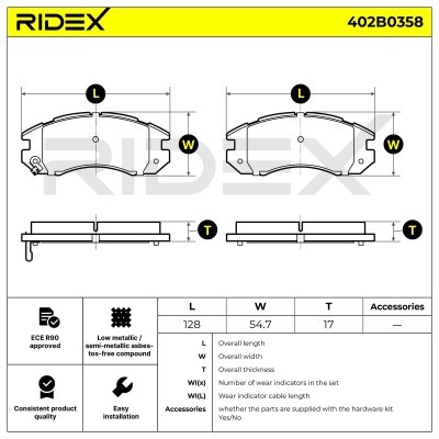 Bremsbeläge Satz RIDEX 402B0358 402B0358 - foto 7