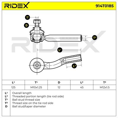 Spurstangenkopf RIDEX 914T0185 914T0185 - foto 5