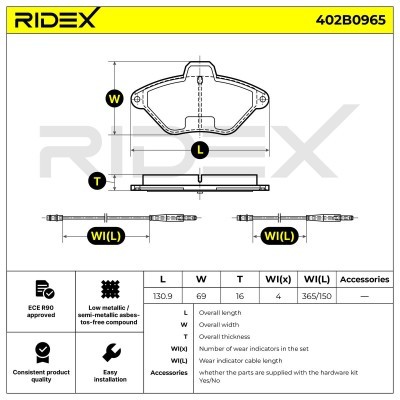 Bremsbeläge Satz RIDEX 402B0965 402B0965 - foto 6