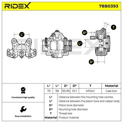 Bremssattel RIDEX 78B0393 78B0393 - foto 4