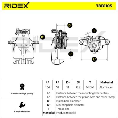 Bremssattel RIDEX 78B1105 78B1105 - foto 5