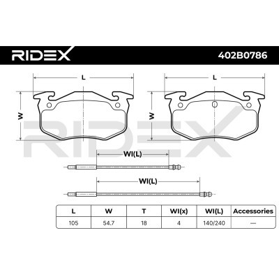 Bremsbeläge Satz RIDEX 402B0786 402B0786 - foto 3