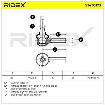 Spurstangenkopf RIDEX 914T0173 914T0173 - foto 6