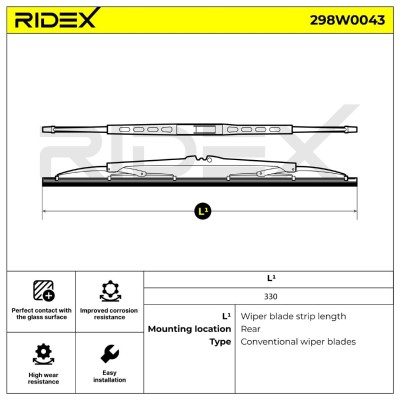 Щетка стеклоочистителя заднего стекла RIDEX 298W0043 298W0043 - foto 6