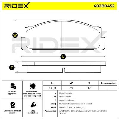 Bremsbeläge Satz RIDEX 402B0452 402B0452 - foto 4