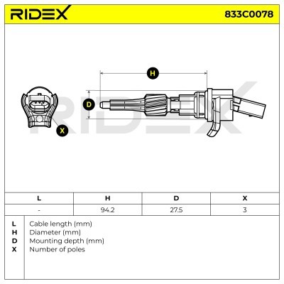Impulsgeber, Kurbelwelle RIDEX 833C0078 833C0078 - foto 3