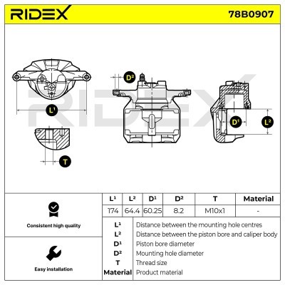 Bremssattel RIDEX 78B0907 78B0907 - foto 7