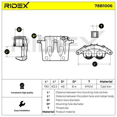 Bremssattel RIDEX 78B1006 78B1006 - foto 6