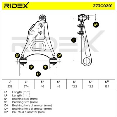 Querlenker RIDEX 273C0201 273C0201 - foto 4