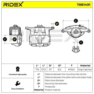 Bremssattel RIDEX 78B1491 78B1491 - foto 6