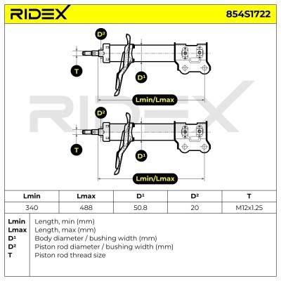 Stoßdämpfer RIDEX 854S1722 854S1722 - foto 8