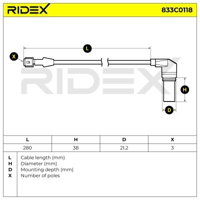 Impulsgeber, Kurbelwelle RIDEX 833C0118 833C0118 - foto 3