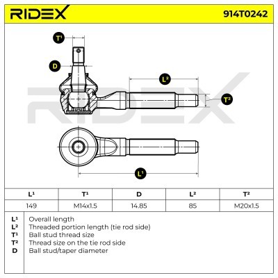 Spurstangenkopf RIDEX 914T0242 914T0242 - foto 7
