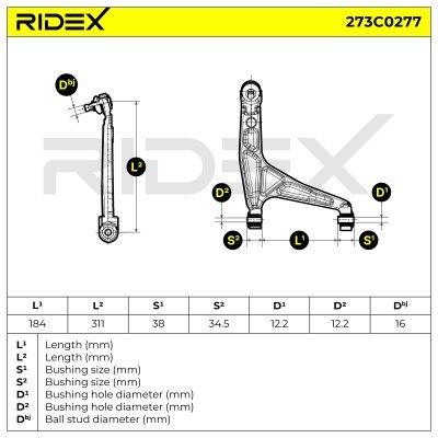 Querlenker RIDEX 273C0277 273C0277 - foto 3