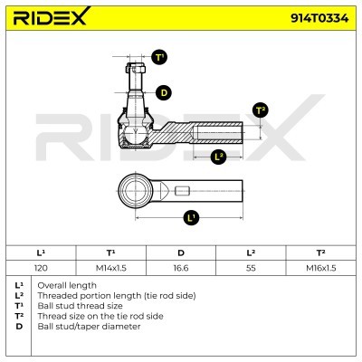 Spurstangenkopf RIDEX 914T0334 914T0334 - foto 5