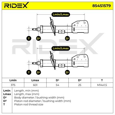 Stoßdämpfer RIDEX 854S1579 854S1579 - foto 8