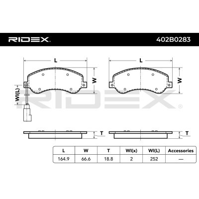 Bremsbeläge Satz RIDEX 402B0283 402B0283 - foto 6