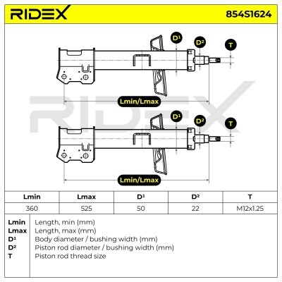 Stoßdämpfer RIDEX 854S1624 854S1624 - foto 5