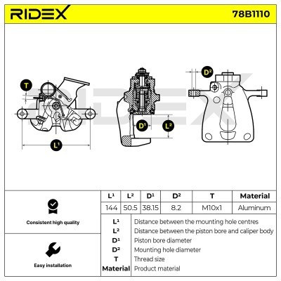 Bremssattel RIDEX 78B1110 78B1110 - foto 6