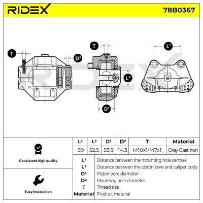 Bremssattel RIDEX 78B0367 78B0367 - foto 6