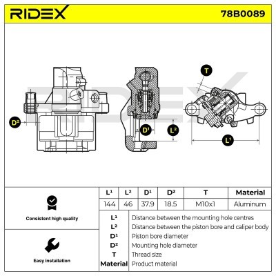 Bremssattel RIDEX 78B0089 78B0089 - foto 2