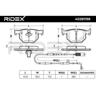 Bremsbeläge Satz RIDEX 402B1198 402B1198 - foto 7