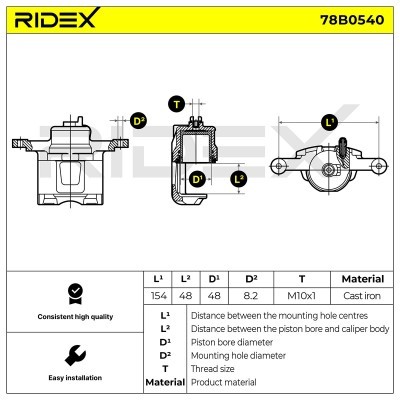 Bremssattel RIDEX 78B0540 78B0540 - foto 6
