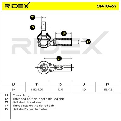 Spurstangenkopf RIDEX 914T0457 914T0457 - foto 5
