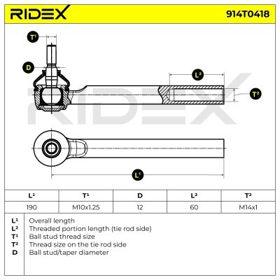 Spurstangenkopf RIDEX 914T0418 914T0418 - foto 6