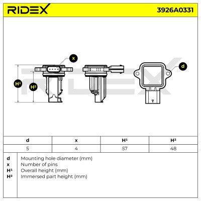Luftmassenmesser RIDEX 3926A0331 3926A0331 - foto 6