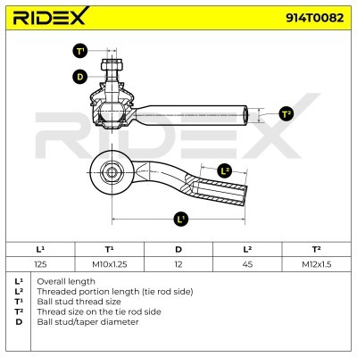 Spurstangenkopf RIDEX 914T0082 914T0082 - foto 6