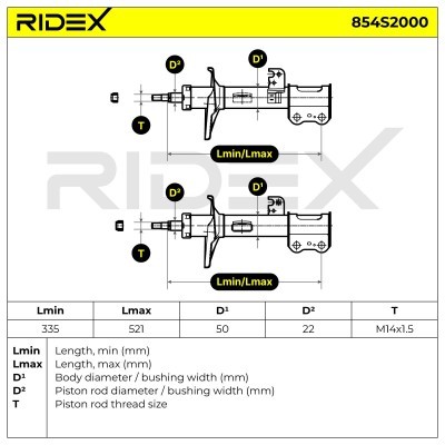 Stoßdämpfer RIDEX 854S2000 854S2000 - foto 5