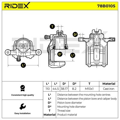 Bremssattel RIDEX 78B0105 78B0105 - foto 2