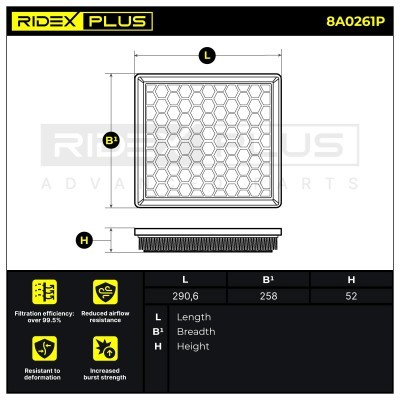 Luftfilter RIDEX 8A0261P 8A0261P - foto 7