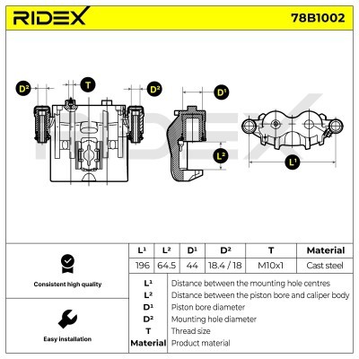 Bremssattel RIDEX 78B1002 78B1002 - foto 6