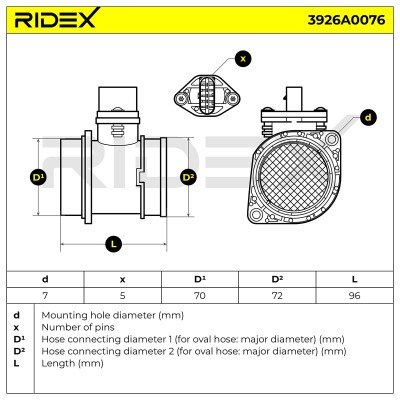 Luftmassenmesser RIDEX 3926A0076 3926A0076 - foto 7