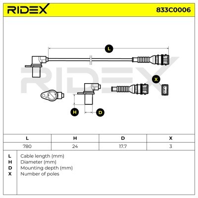 Impulsgeber, Kurbelwelle RIDEX 833C0006 833C0006 - foto 4