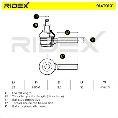 Spurstangenkopf RIDEX 914T0101 914T0101 - foto 6