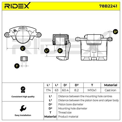 Bremssattel RIDEX 78B2241 78B2241 - foto 3