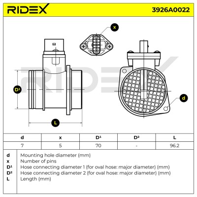 Luftmassenmesser RIDEX 3926A0022 3926A0022 - foto 6