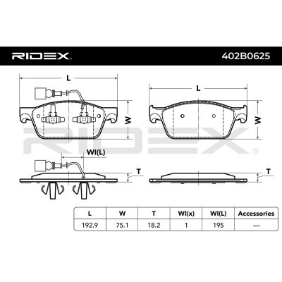 Bremsbeläge Satz RIDEX 402B0625 402B0625 - foto 4