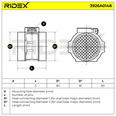 Luftmassenmesser RIDEX 3926A0148 3926A0148 - foto 7