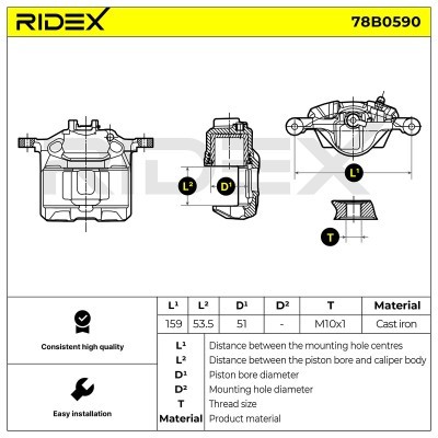 Bremssattel RIDEX 78B0590 78B0590 - foto 2