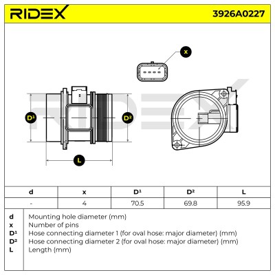 Luftmassenmesser RIDEX 3926A0227 3926A0227 - foto 6