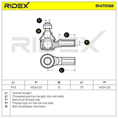 Spurstangenkopf RIDEX 914T0168 914T0168 - foto 3