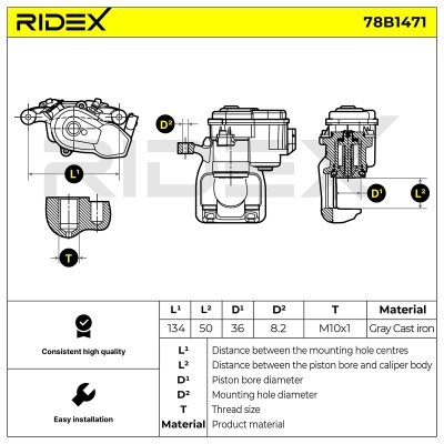 Bremssattel RIDEX 78B1471 78B1471 - foto 7