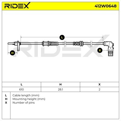 ABS Sensor RIDEX 412W0648 412W0648 - foto 5